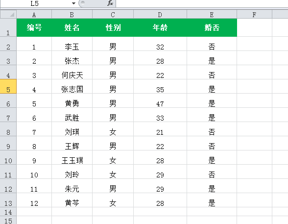 员工基本信息Excel表格