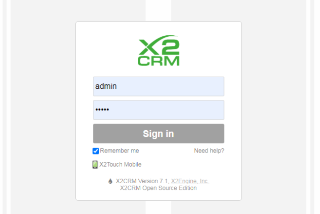  x2crm 登录界面