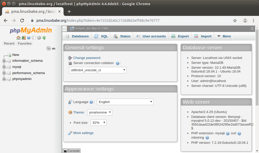 登录 phpMyAmin并管理所有数据库