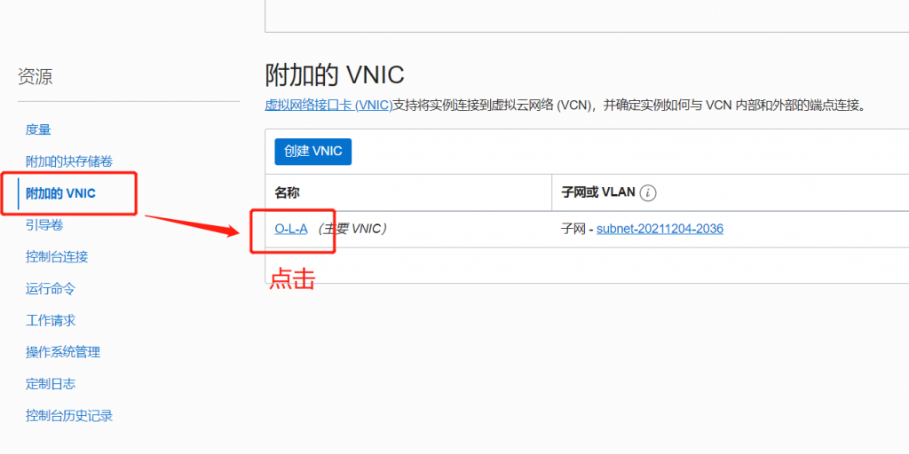 单击进入脚本创建好的VNIC